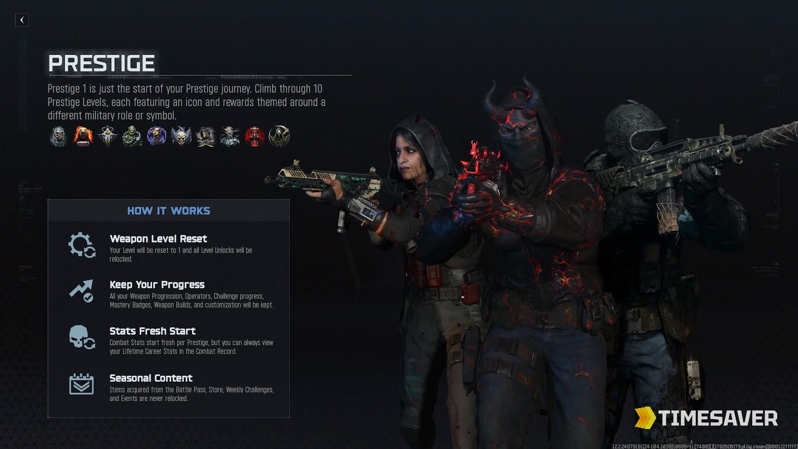 Black Ops 7 Prestige progression screen showing all 10 prestige icons