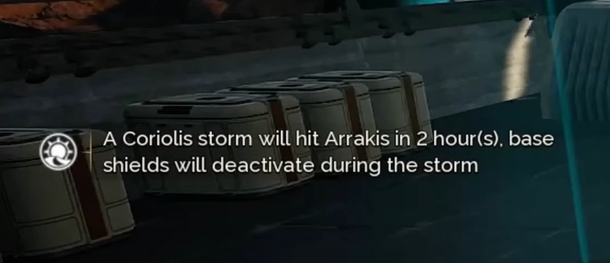 Storm warning notification in game interface