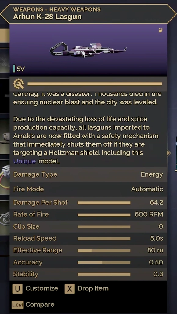 Lasgun firing at unshielded target