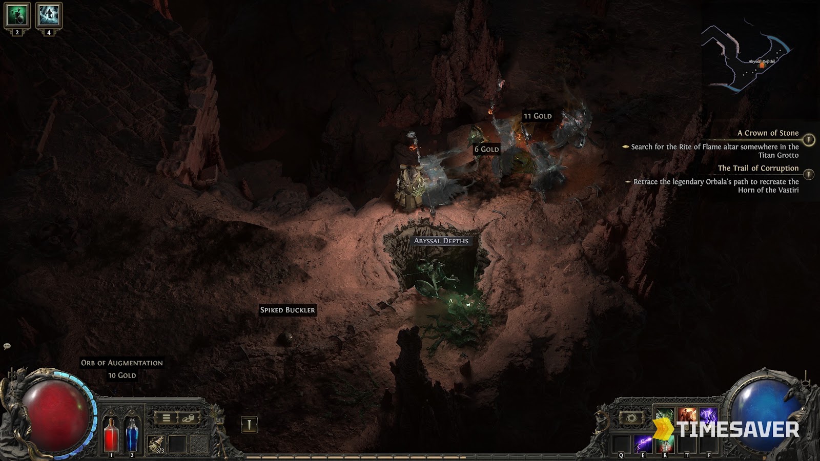PoE2 Abyssal Depths entrance opening in an endgame map — the Abyss mechanic
