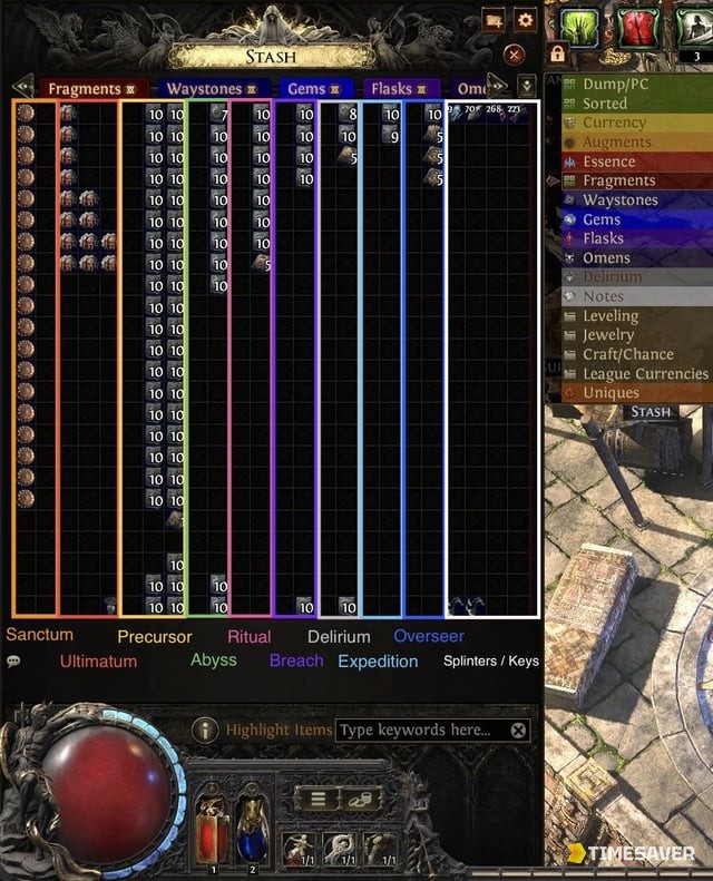 Path of Exile 2 currency stash tabs and league mechanics