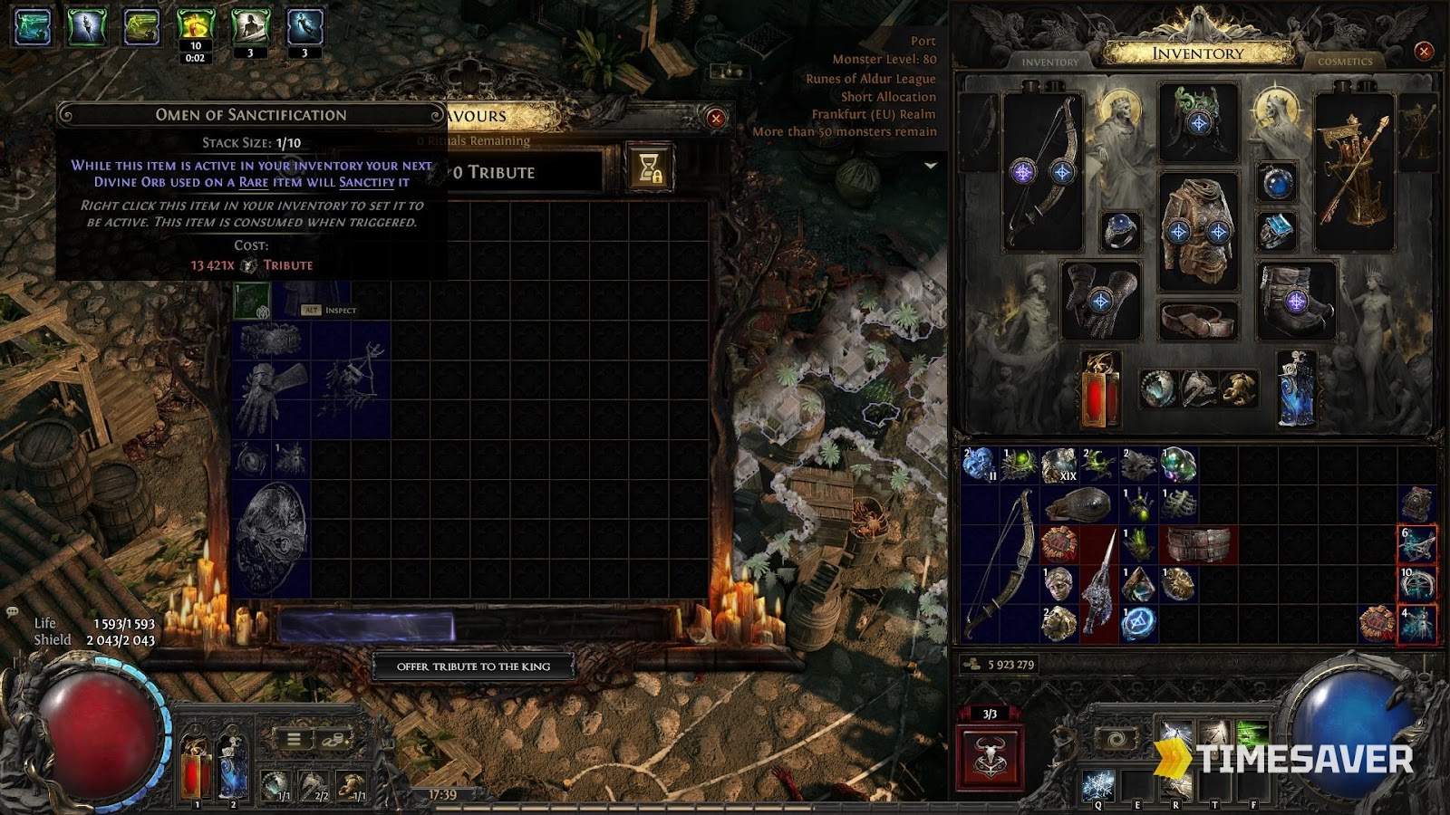 PoE2 Sanctify: Omen of Sanctification — Push an Item Past Max Roll w/ Divine Orb