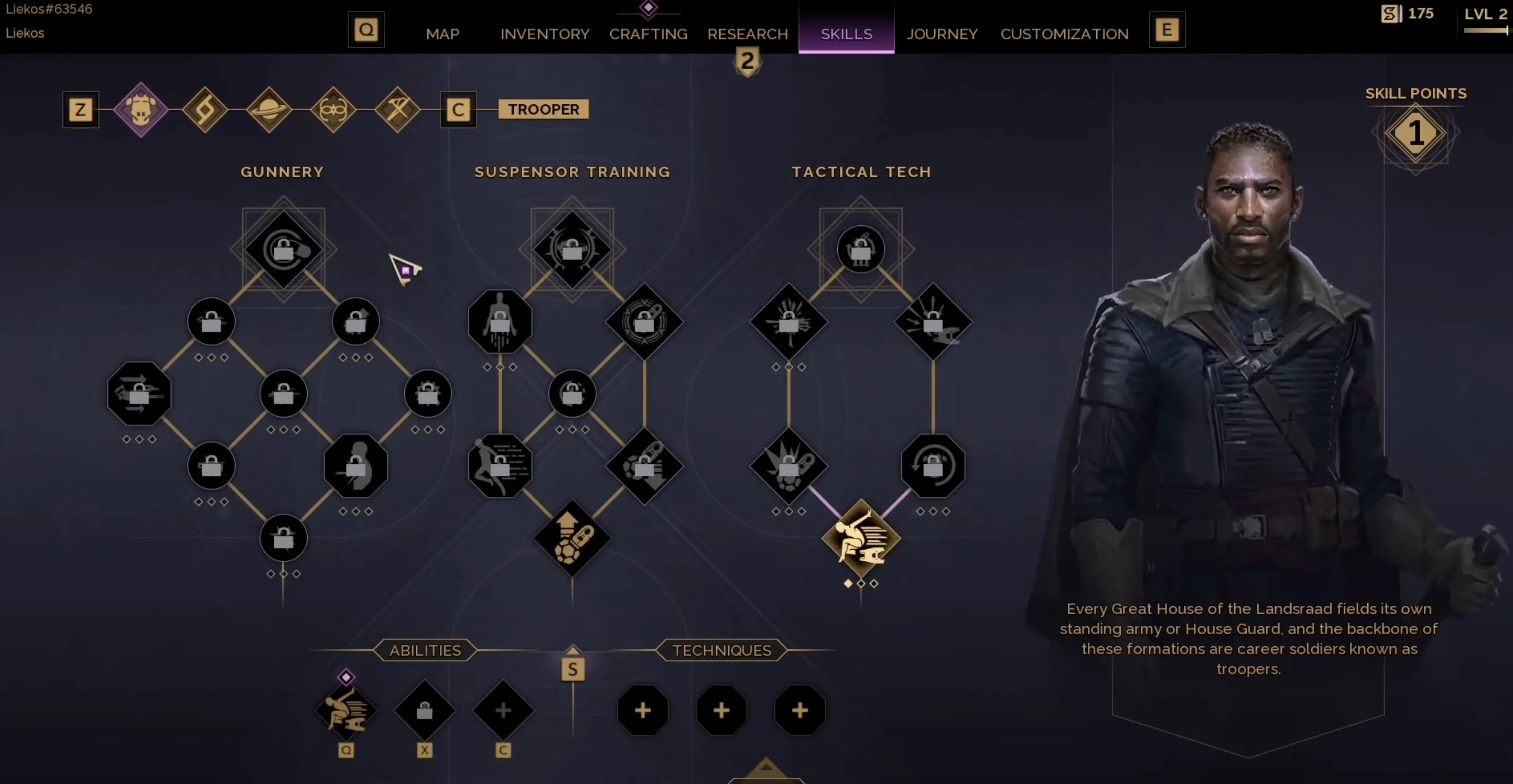 Starter class selection screen