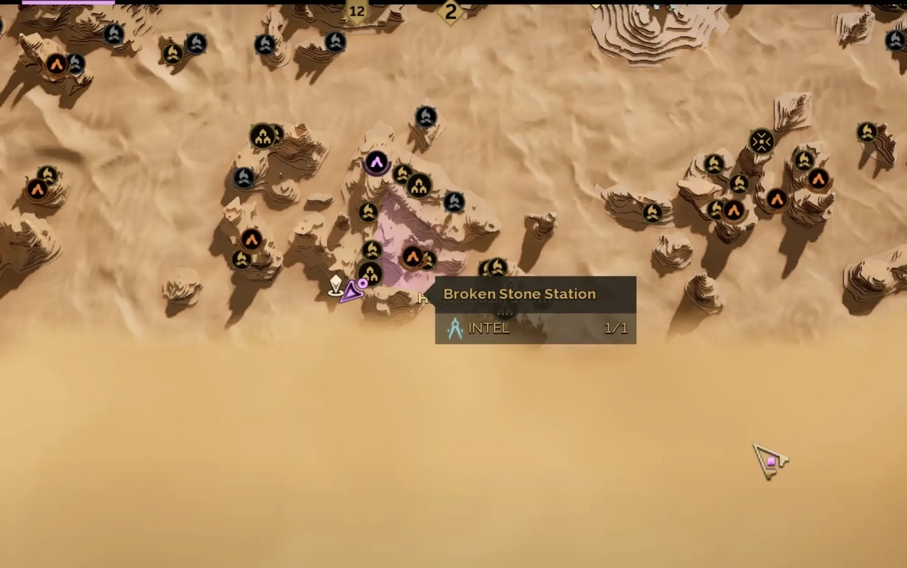 Map showing the Broken Stone Station where the schematic drops