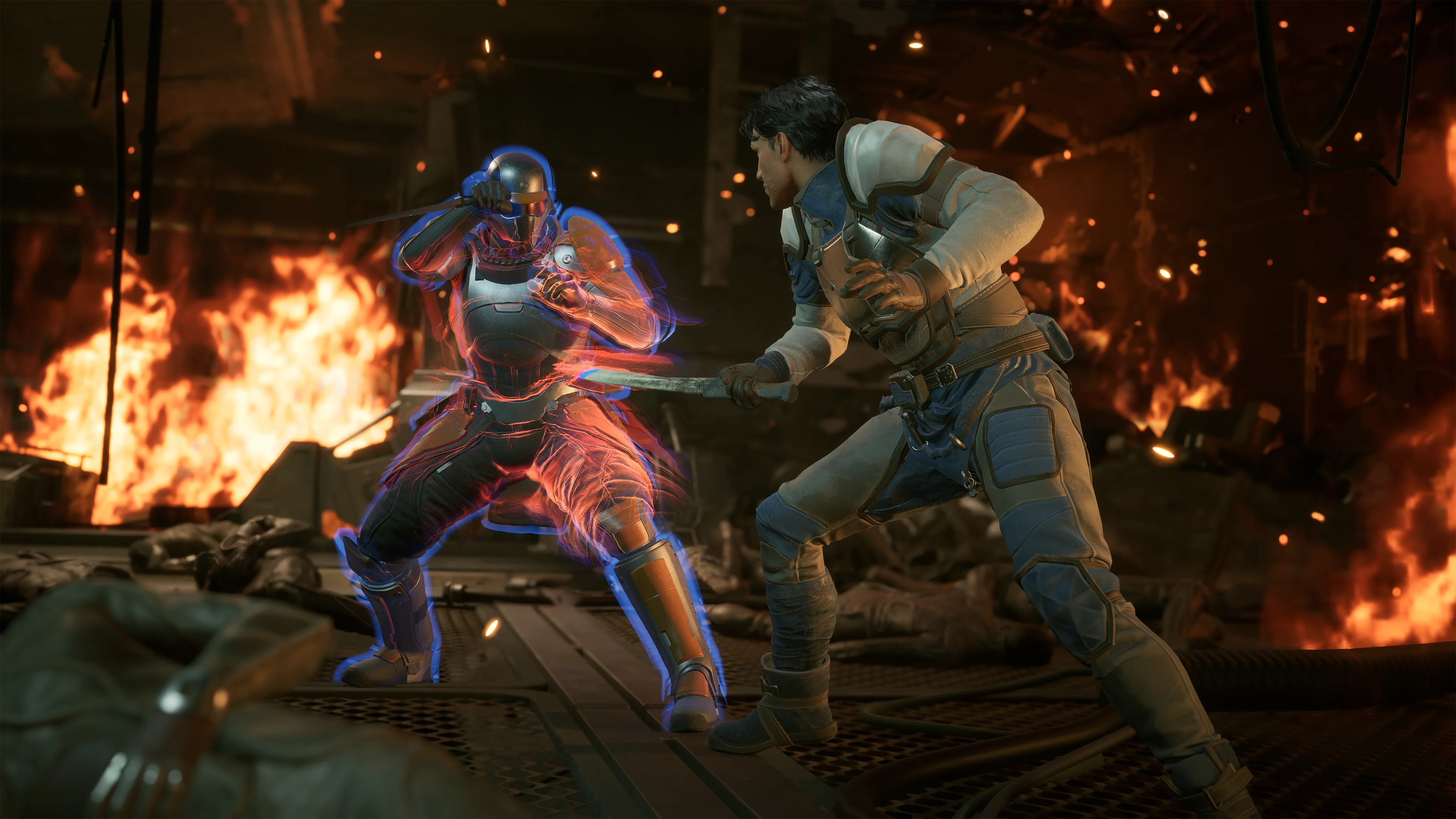 Player in light armor evading attacks with agility