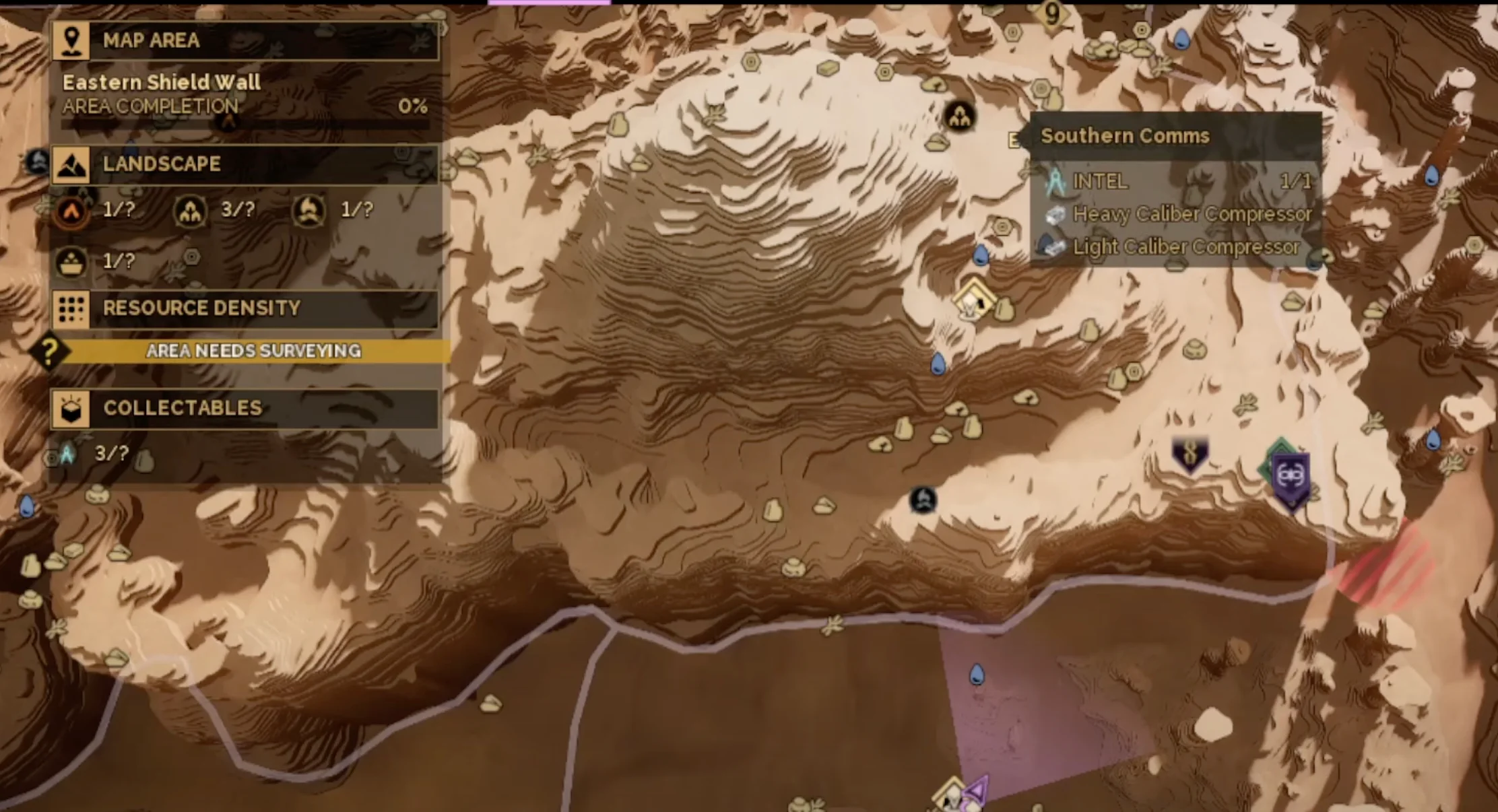 Eastern Shield Wall map area showing outpost locations