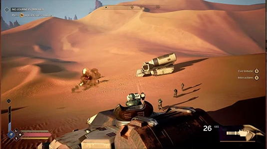 Various vehicles in Dune Awakening desert landscape