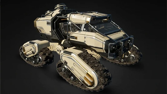 Buggy racing across sand dunes at high speed