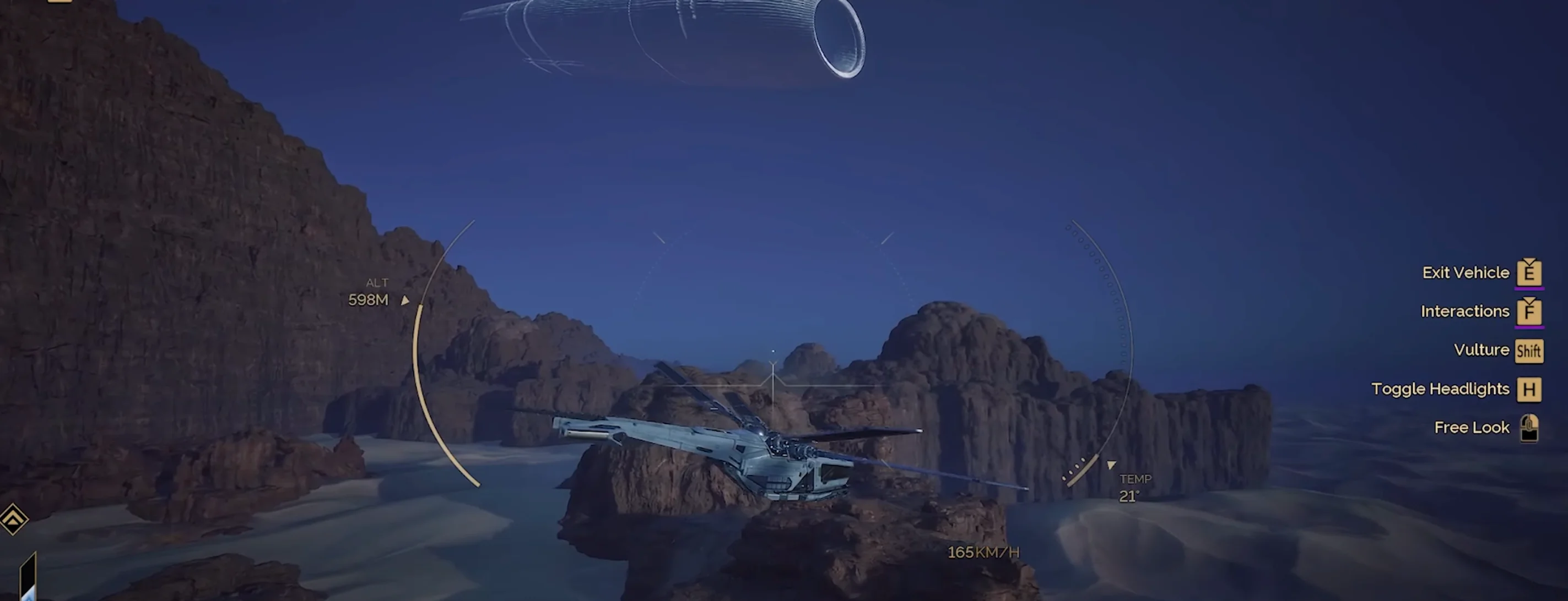 Ornithopter landed on rocky outcrop in the Deep Desert