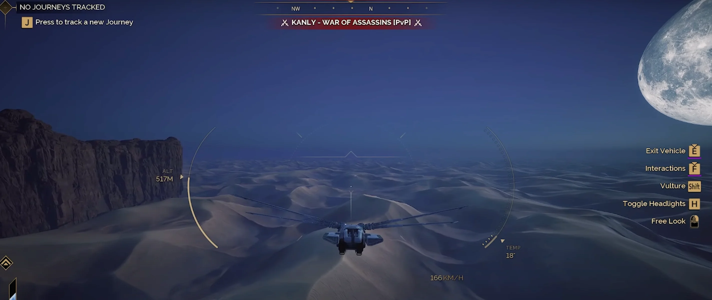 Ornithopter entering a new sector of the Deep Desert with notification