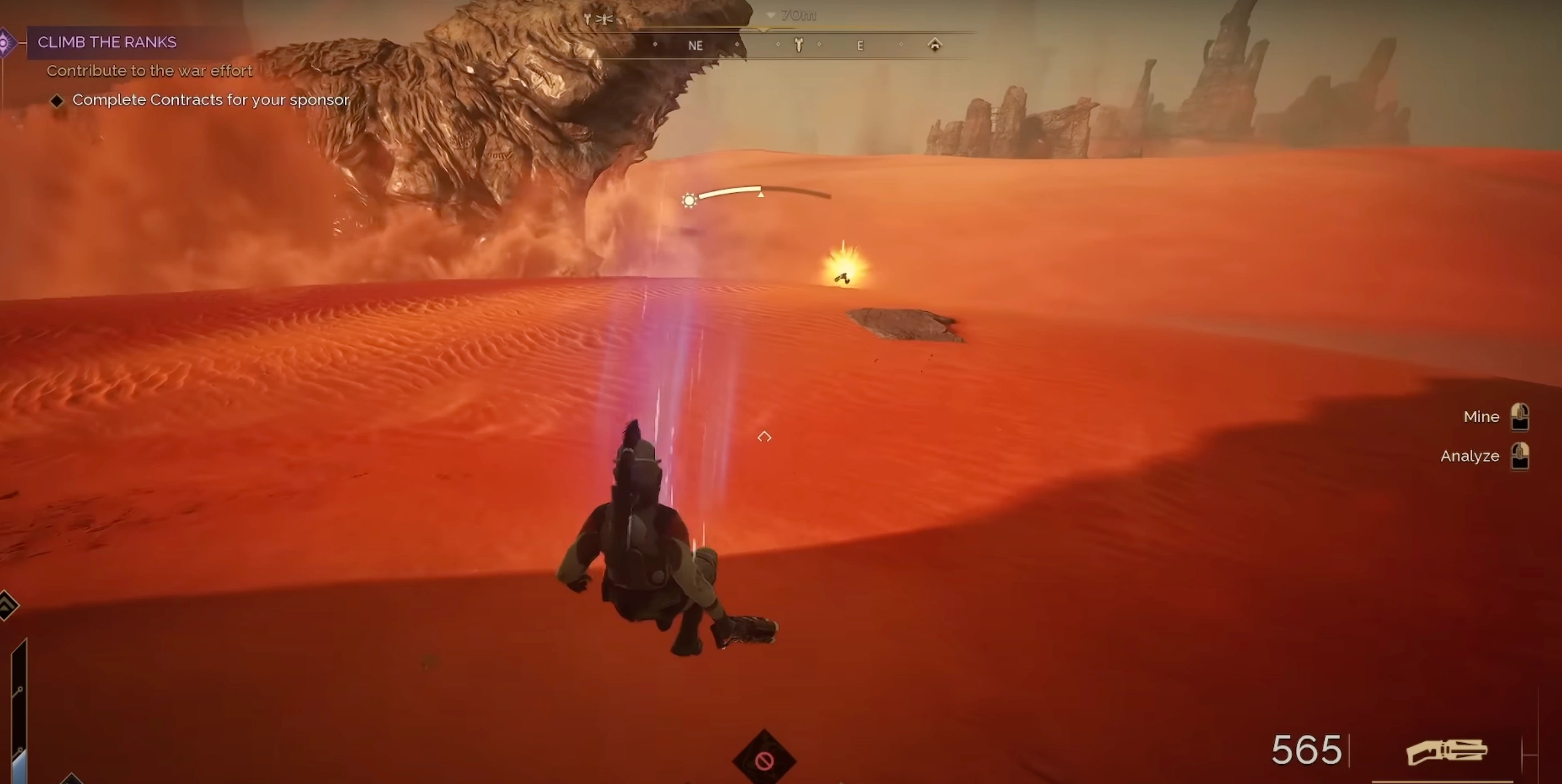 Ornithopter being stored before worm attack in Dune Awakening