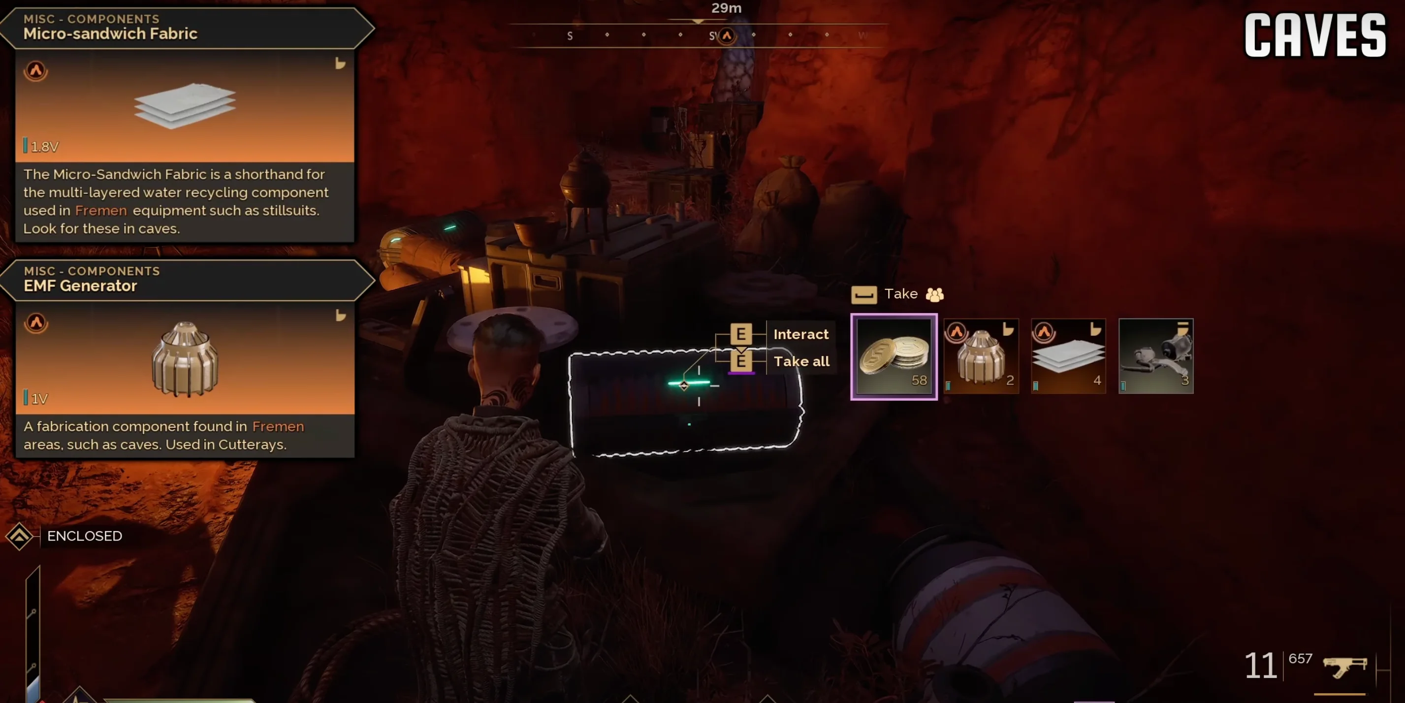 Looted crafting components from chests