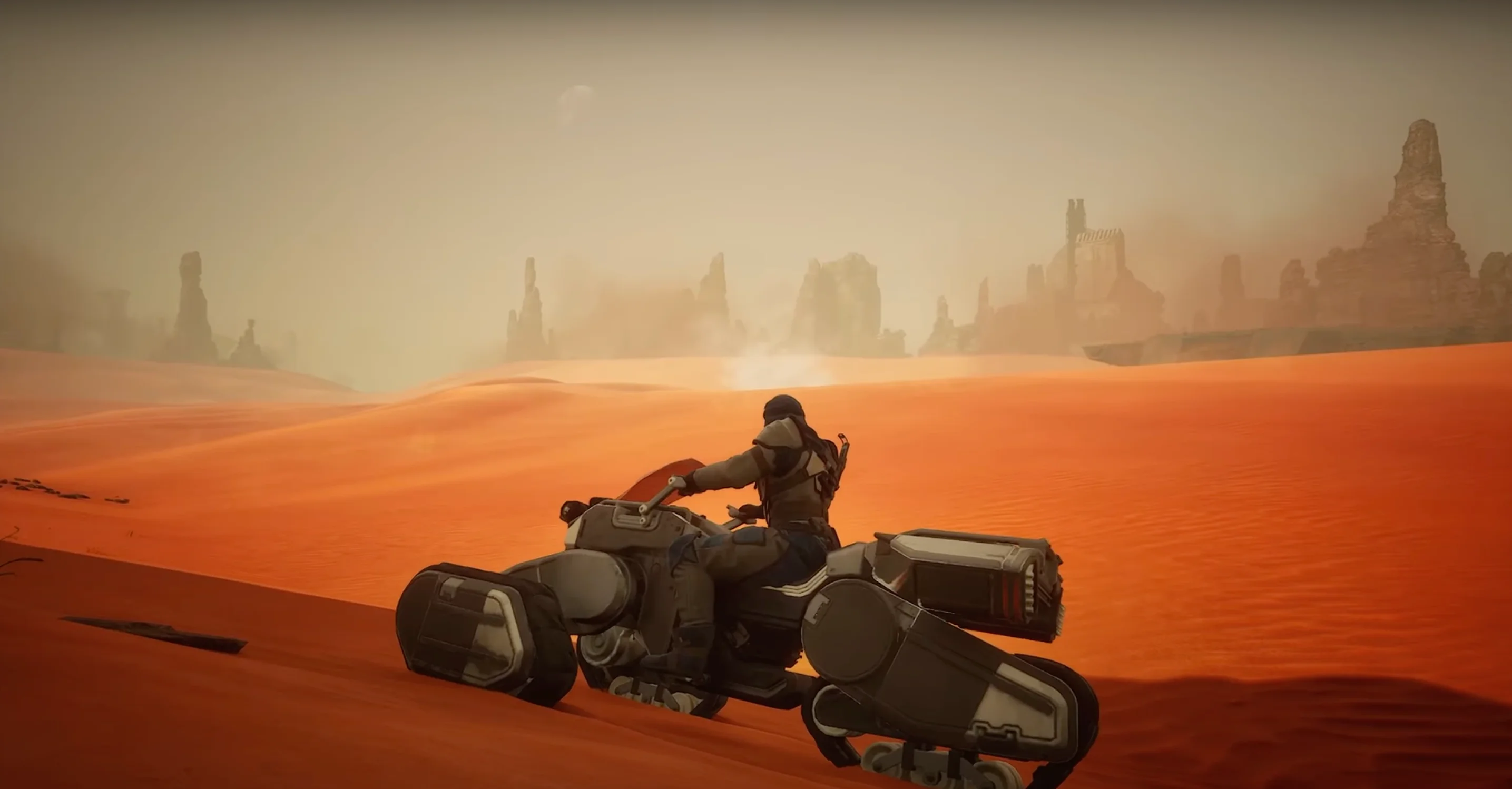 Riding sandbike towards flour sand fields safely