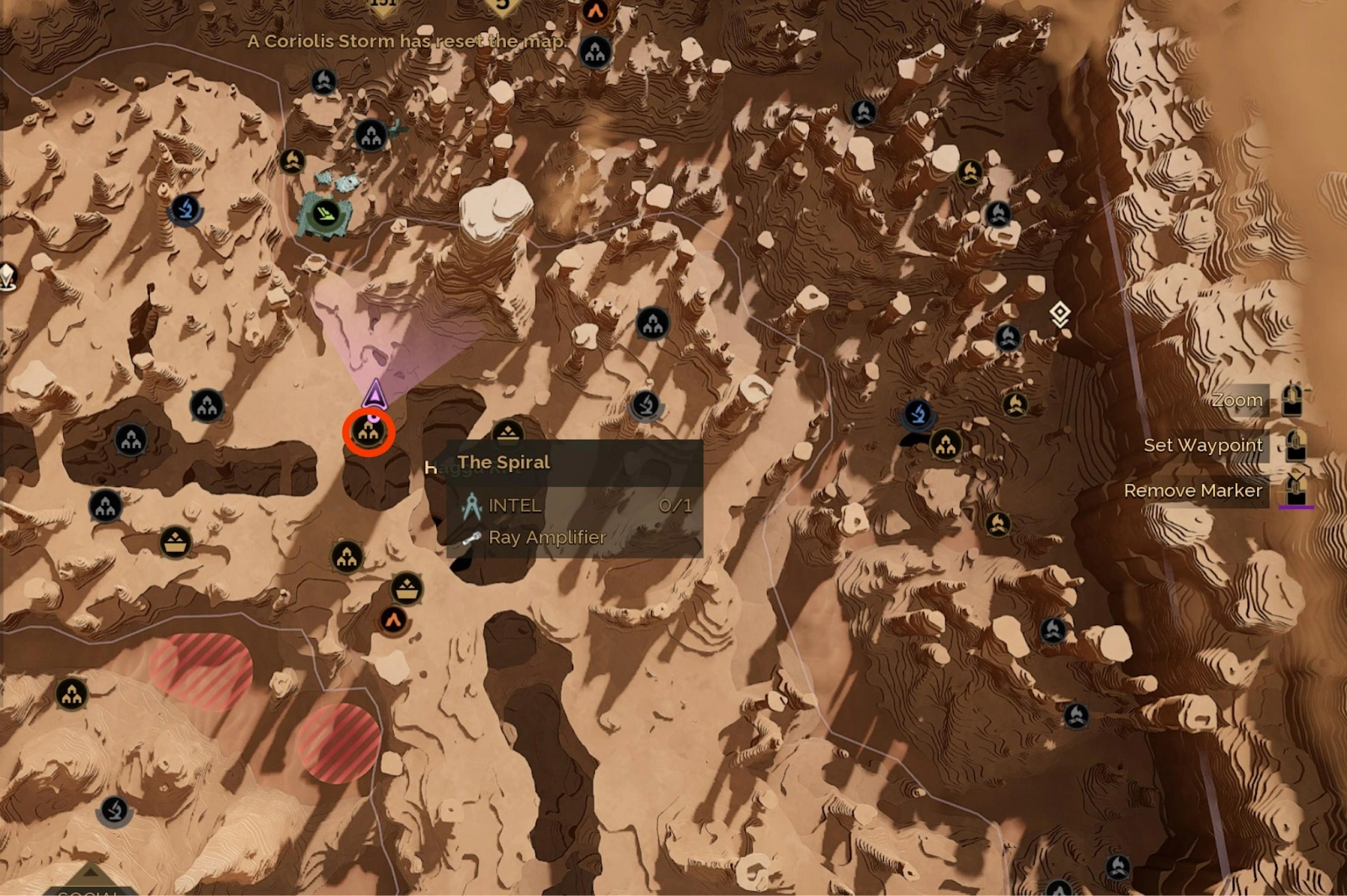 The Spiral multi-floor structure with red light marker