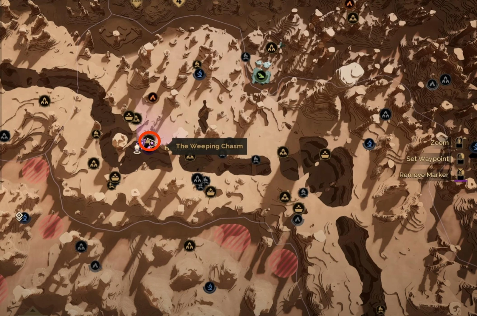 The Weeping Chasm climbing area without bike access