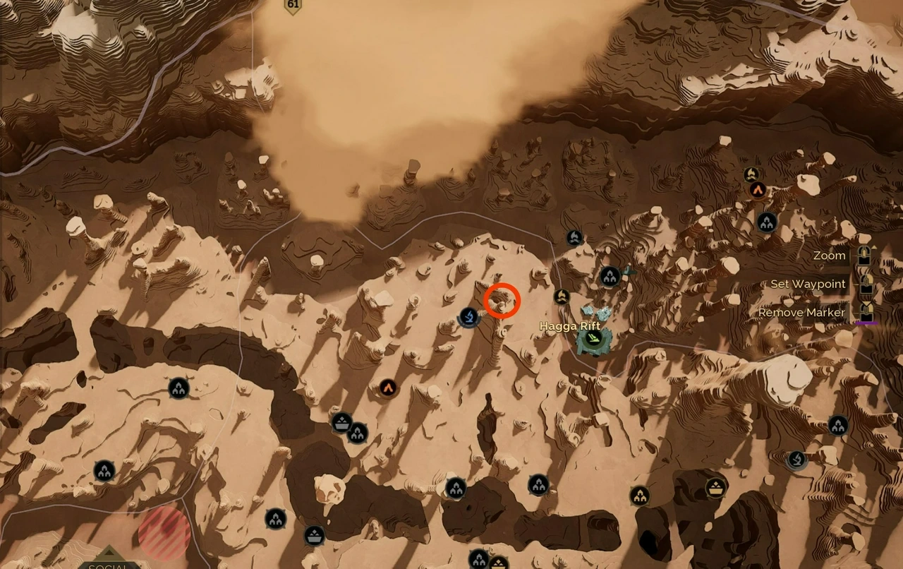 Hidden cave above Testing Station with raider camp in darkness