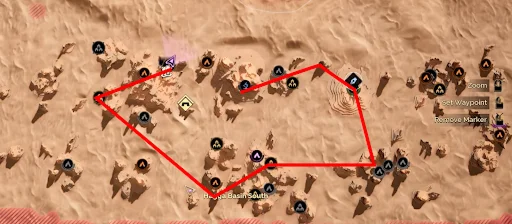 Dune Awakening: Hagga Basin South farming route map