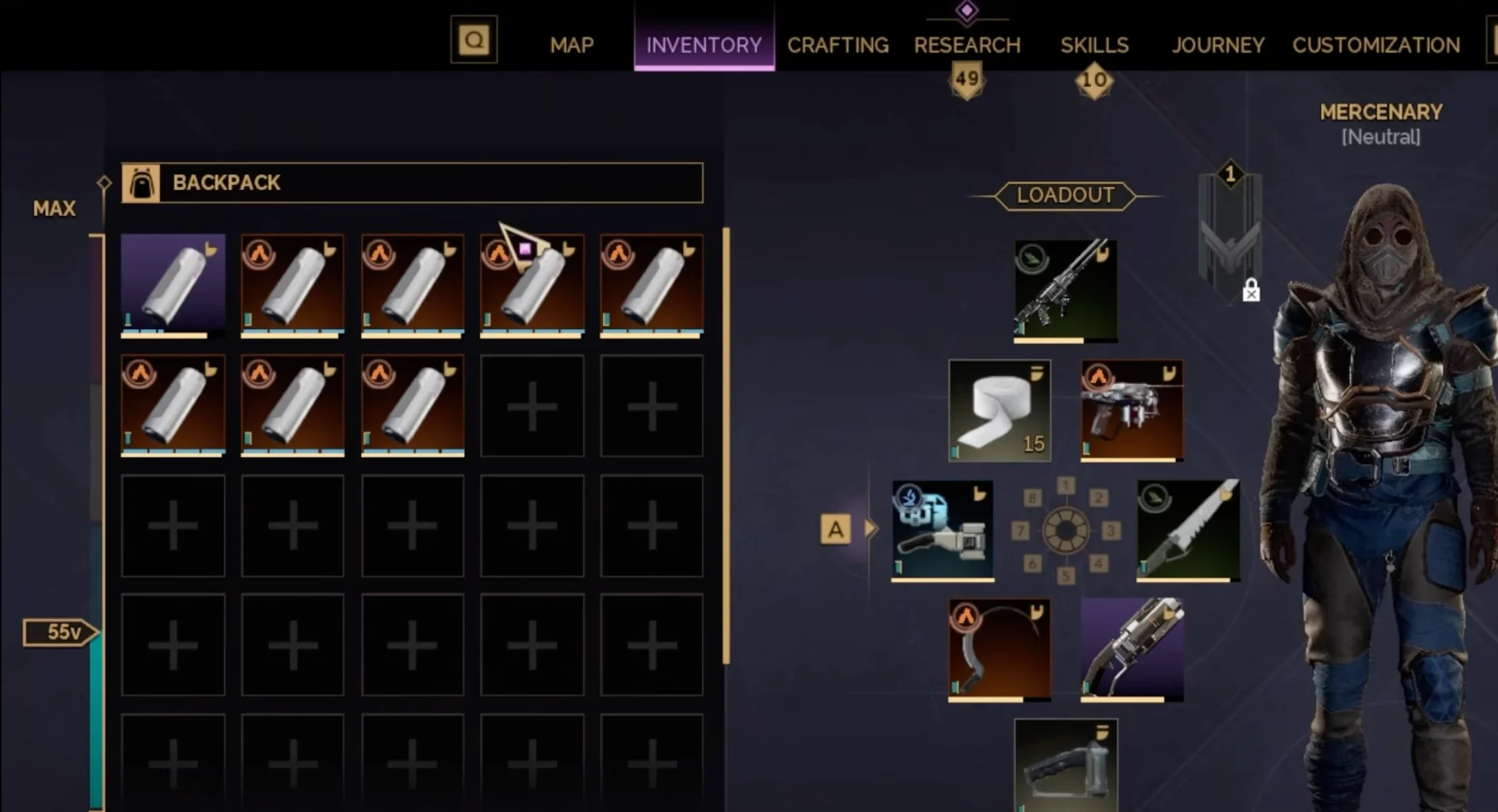 Literjohns in inventory for dew storage