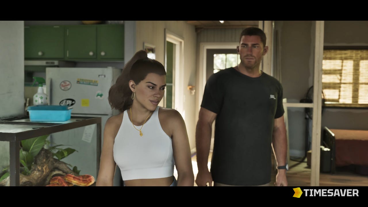 GTA 6 protagonists Jason Duval and Lucia Caminos together, from the official Grand Theft Auto VI Trailer 2