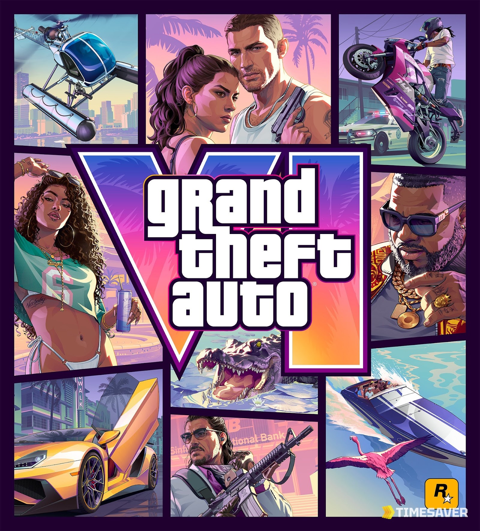 GTA 6 official cover art revealed by Rockstar — Jason Duval and Lucia Caminos headline the Vice City artwork; pre-orders are live for the Standard and Ultimate editions