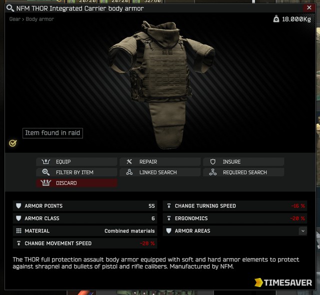 Tarkov armor tier list — NFM THOR Integrated Carrier Class 6 full-coverage body armor