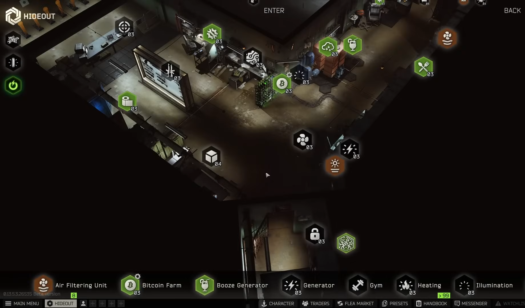 tarkov hideout requirements